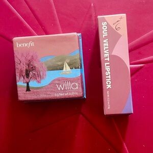 BENEFIT Duo!  Full-Size Sunset MU! Willa & Touch In SOL Velvet Seoul Rose NIB